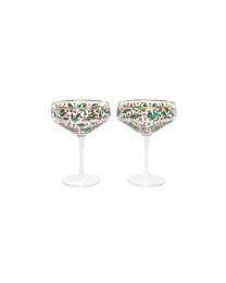 Roses and Hearts Set of 2 Champagne Coupes