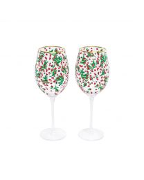 Roses and Hearts Set of 2 Wine Glasses