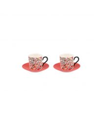 Lots of Love Ditsy Set of 2 Espresso Cups & Saucers