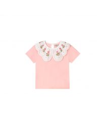 Rose Collar Short Sleeve Frill Collar T-Shirt (1-10 Years)