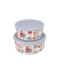 Matilda Firework Floral Set of 2 Round Lunch Boxes