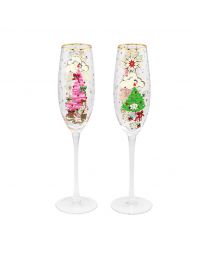 Christmas Set of 2 Champagne Flutes