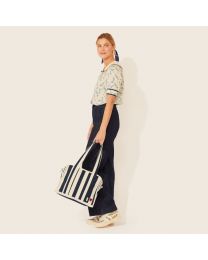 Hand Drawn Candy Stripe Tall Zipped Tote