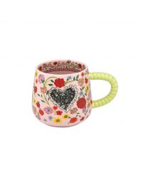 Floral Heart Frill Billie Mug with Twisted Handle