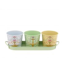 Floral Fountain Set of 3 Herb Pots
